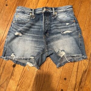 Free People We the Free Distressed Blue Denim Shorts